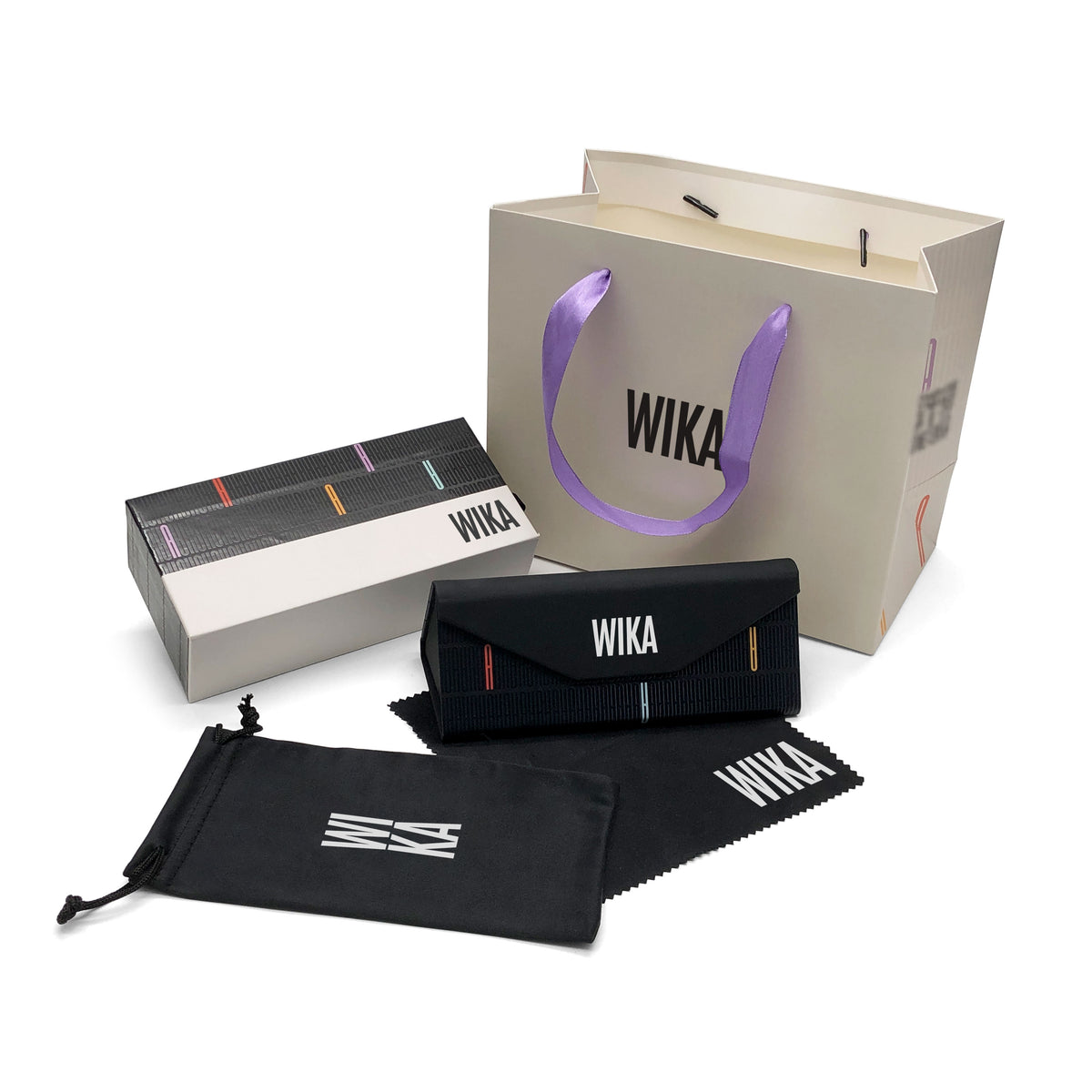 Optional carry bag reference with printed PU eyewear packaging set; carry bag available upon request