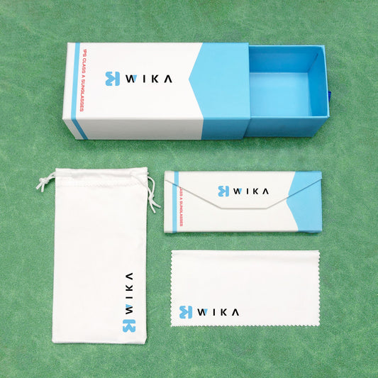 Custom Foldable Case Eyewear Packaging Set - White & Blue | Image 1 | WIKA Packing