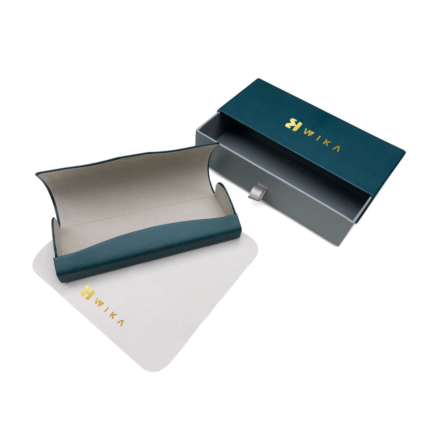 Custom Teal Leather-Look Eyewear Packaging Set | Image 4 | WIKA Packing