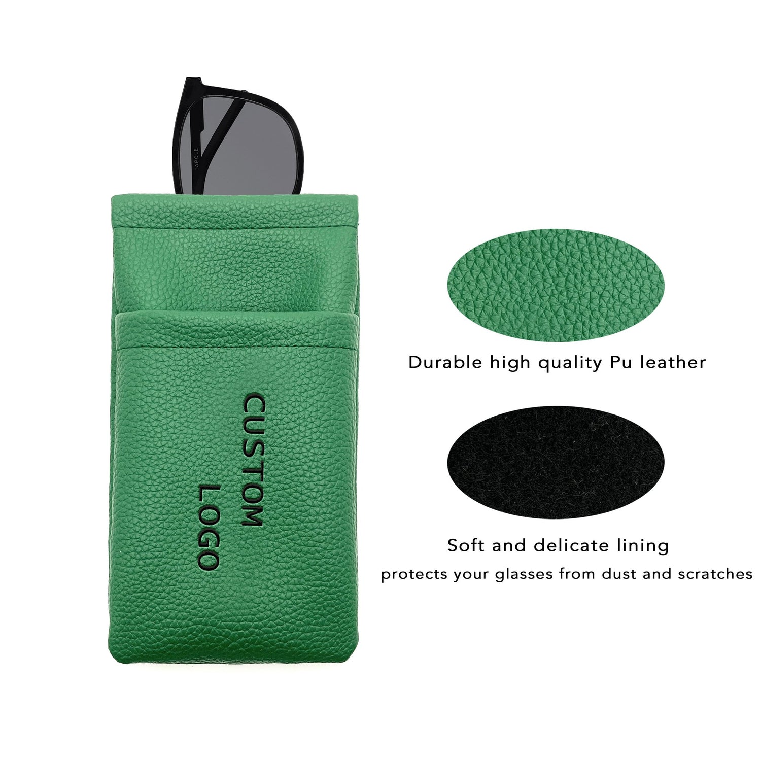 Custom Pebbled PU Leather Open-Top Eyewear Pouch | Image 2 | WIKA Packing