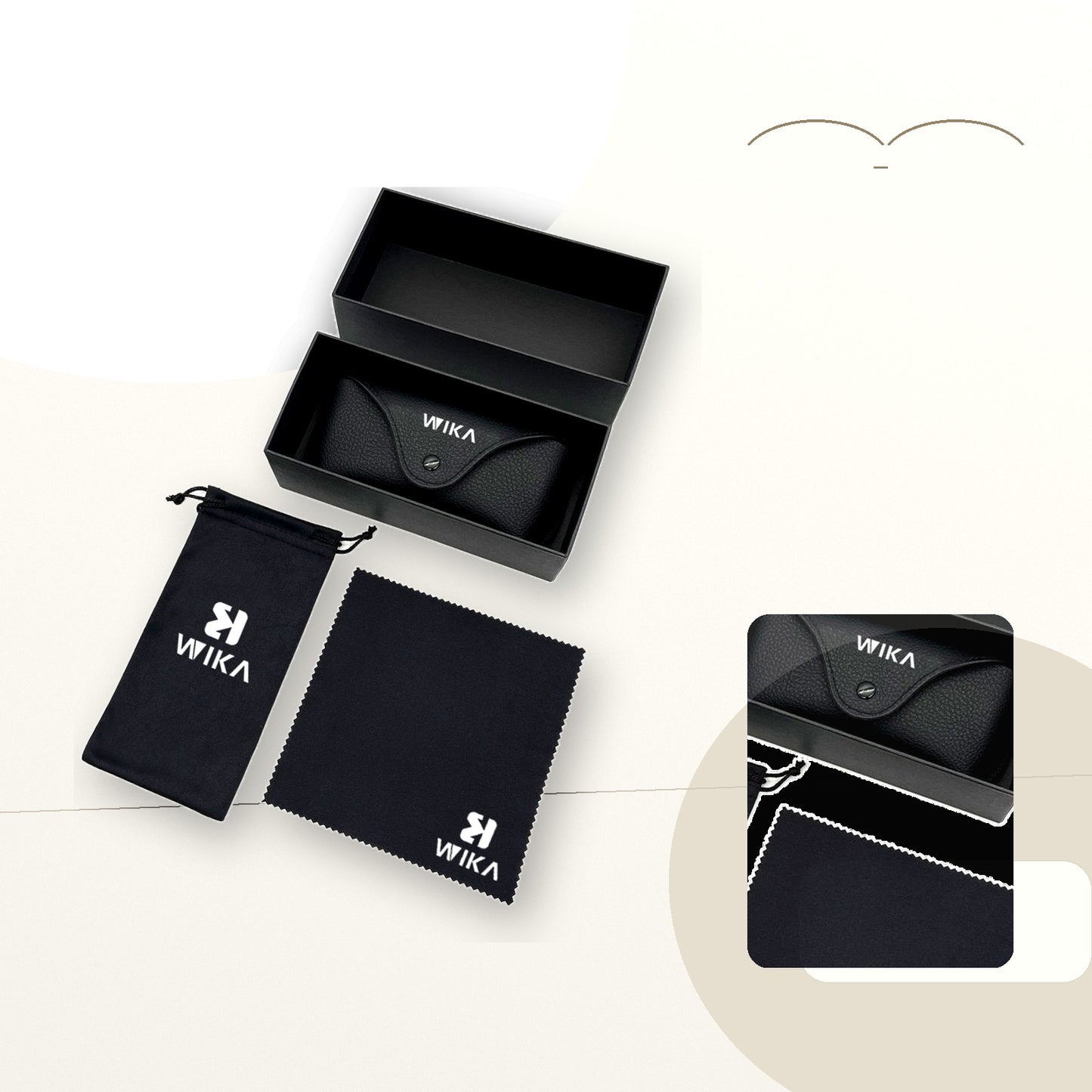 Custom Black PU Leather Eyewear Packaging Set