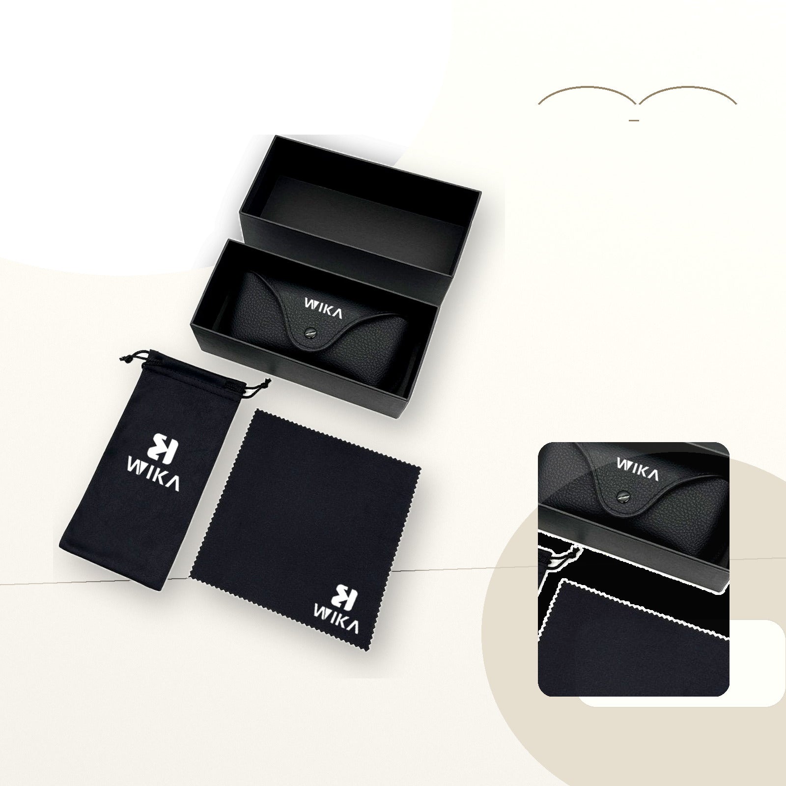 Custom Black PU Leather Eyewear Packaging Set