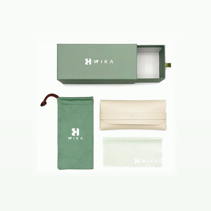 Custom Sage Green Soft Pouch Eyewear Packaging Set