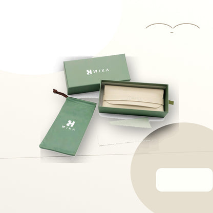 Custom Sage Green Soft Pouch Eyewear Packaging Set