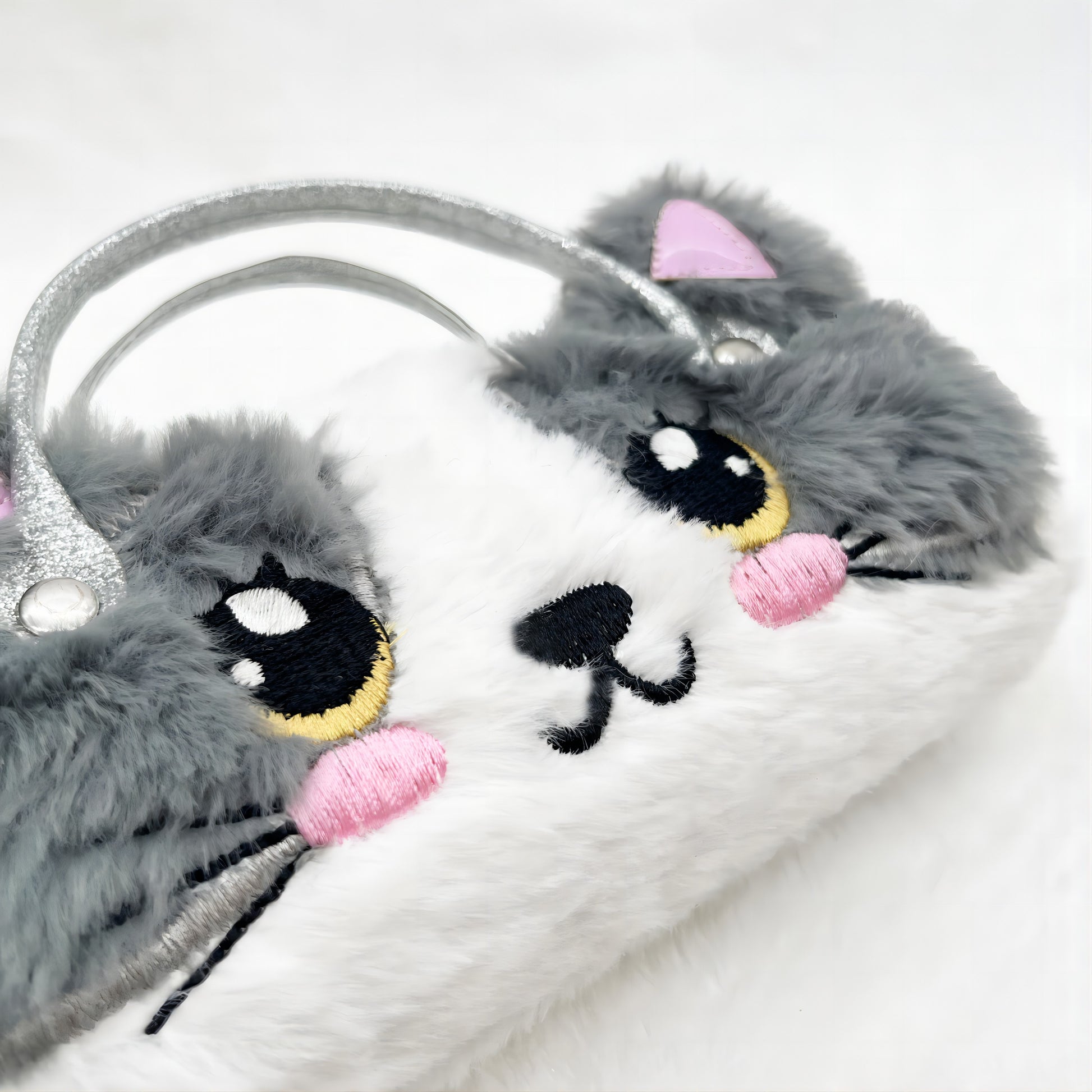 Gray and White Cat Kids Sunglasses Case — material detail