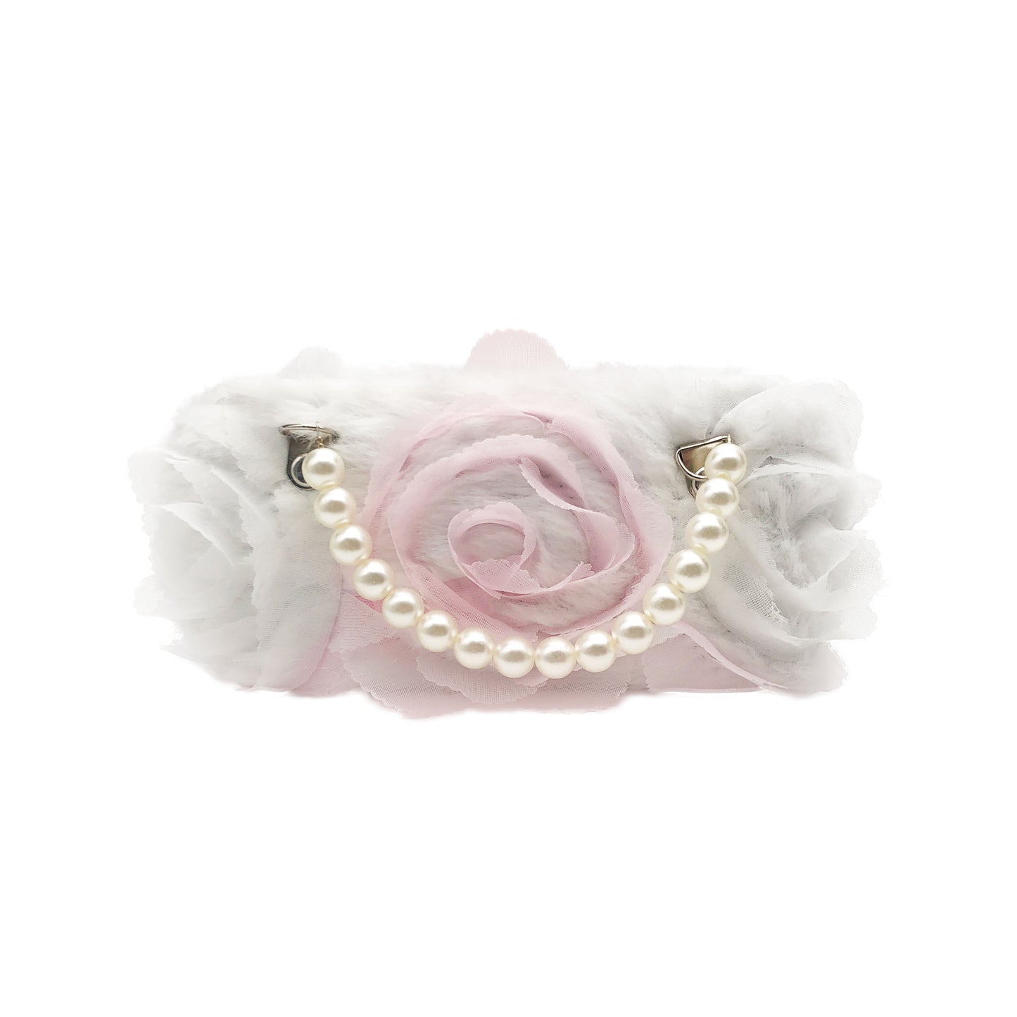 White Pearl Flower Kids Sunglasses Case — front view