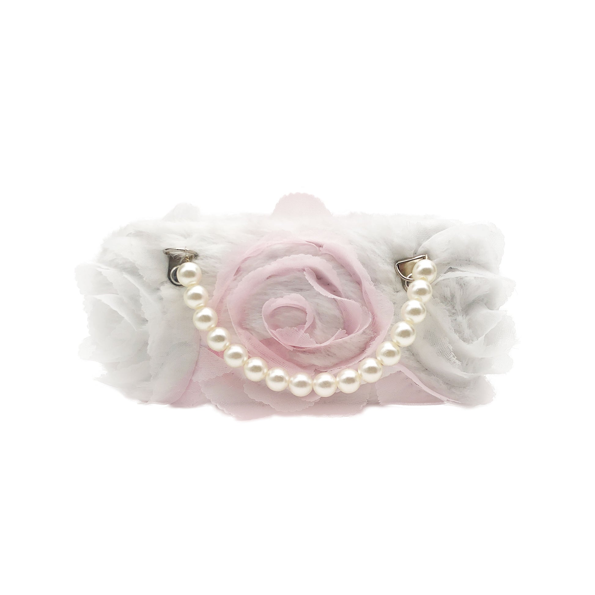 White Pearl Flower Kids Sunglasses Case — front view