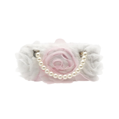 White Pearl Flower Kids Sunglasses Case — front view