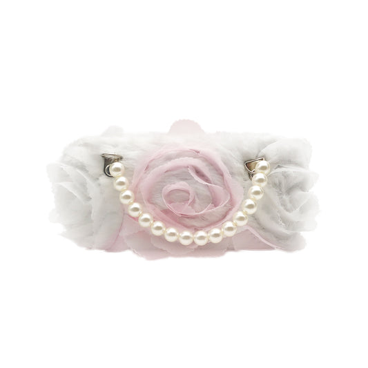 White Pearl Flower Kids Sunglasses Case — front view