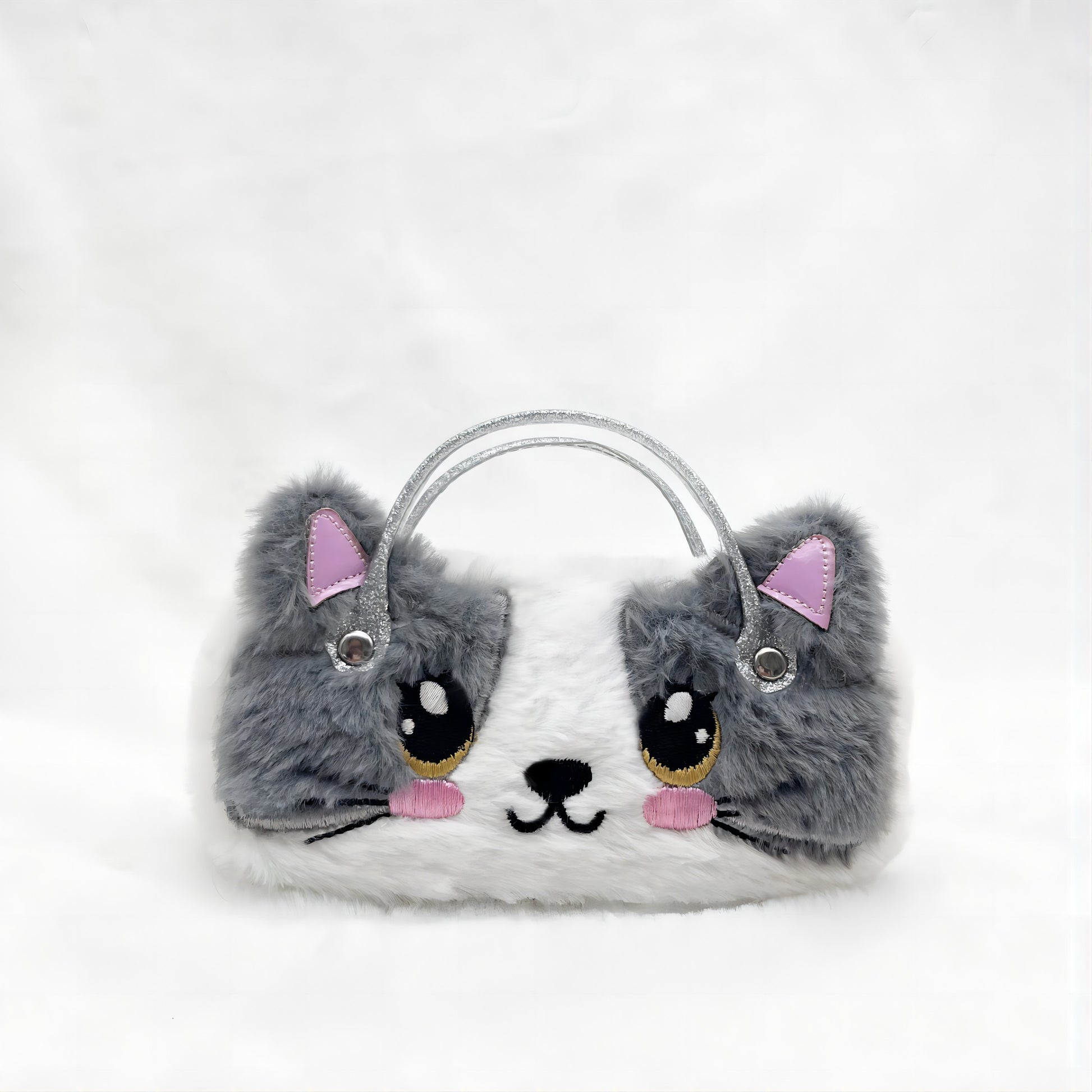 Gray and White Cat Kids Sunglasses Case — front view