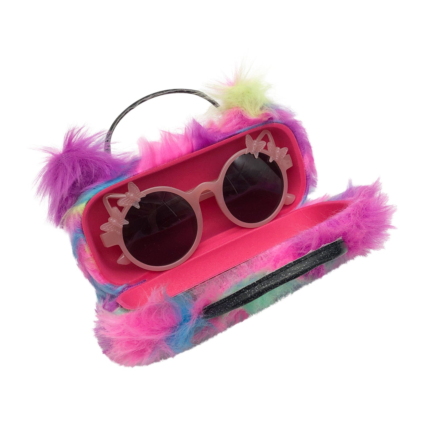 Colorful Furry Cat Kids Sunglasses Case — material detail