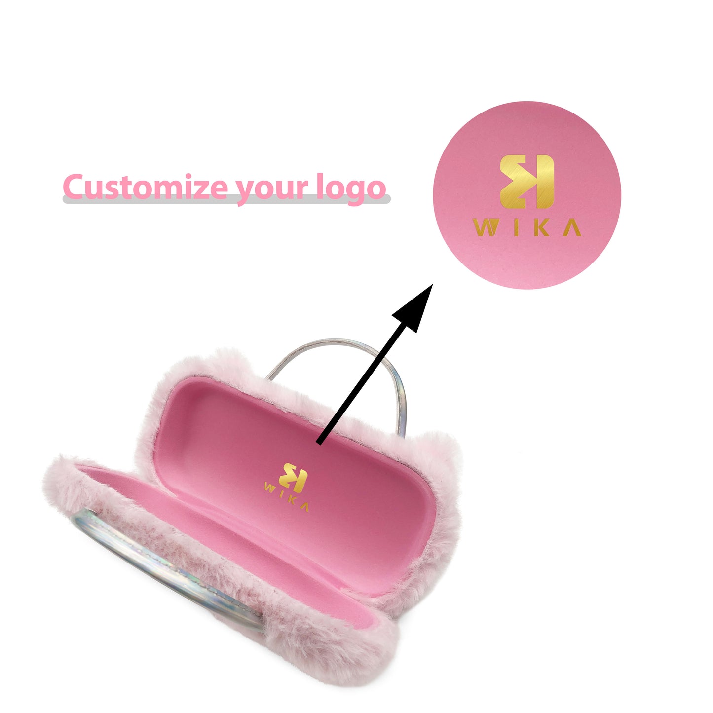 Pink Sequin Smile Kids Sunglasses Case — detail view