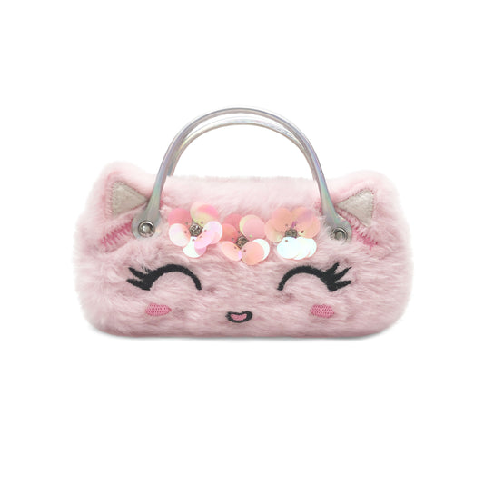 Pink Sequin Smile Kids Sunglasses Case — front view