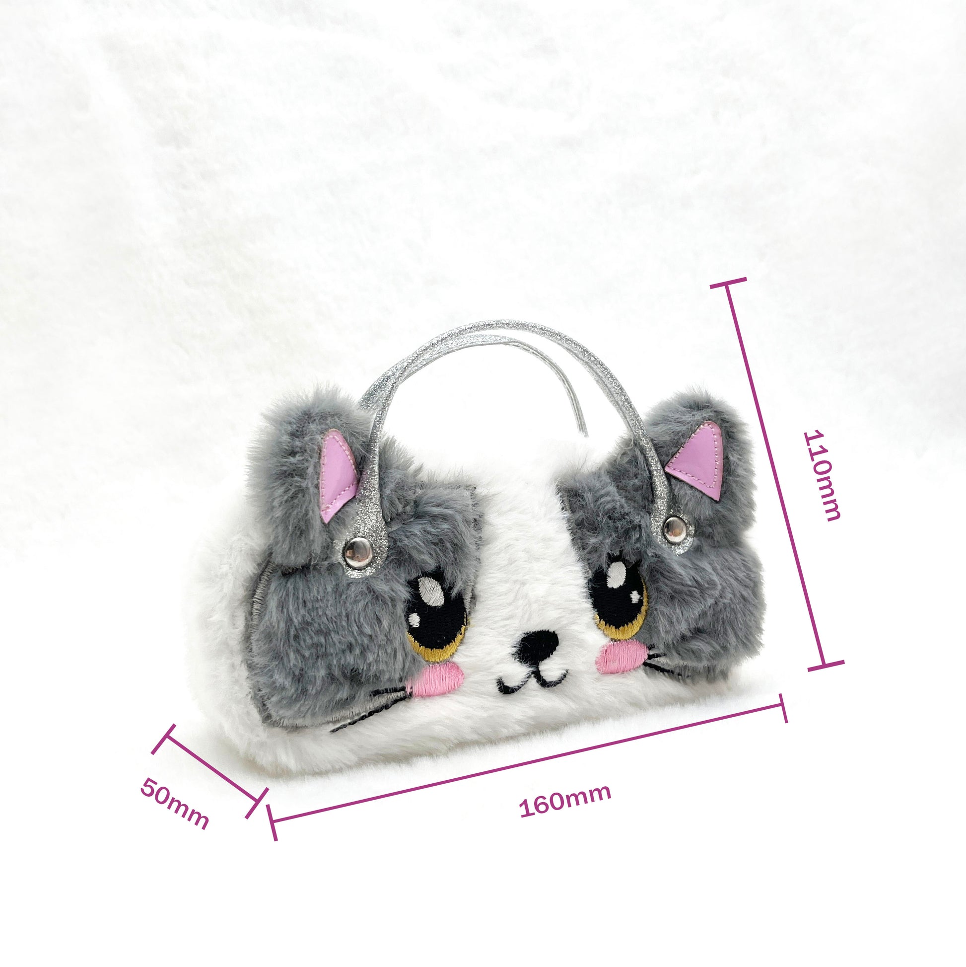 Gray and White Cat Kids Sunglasses Case — feature detail