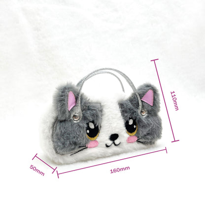 Gray and White Cat Kids Sunglasses Case — feature detail