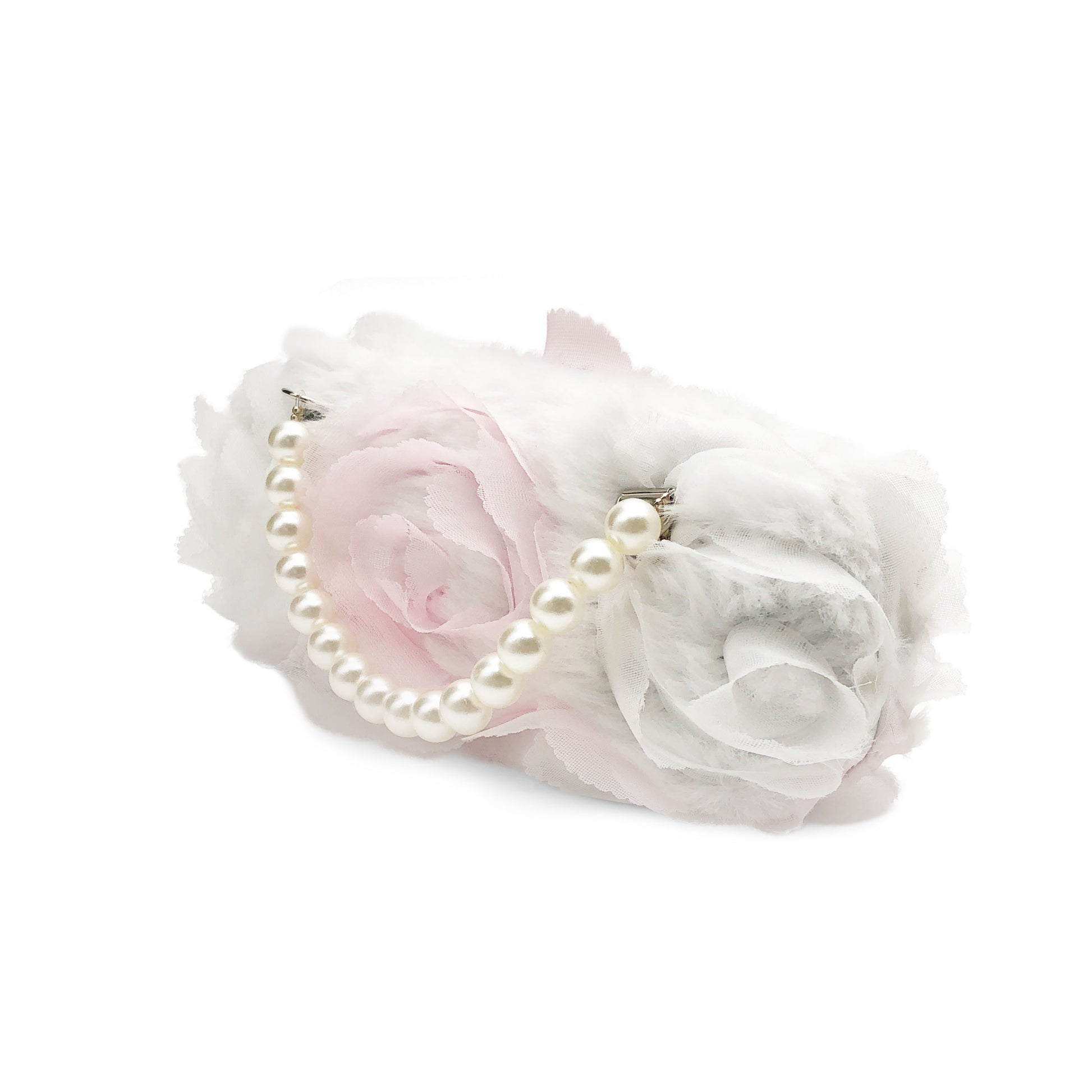 White Pearl Flower Kids Sunglasses Case — alternate view