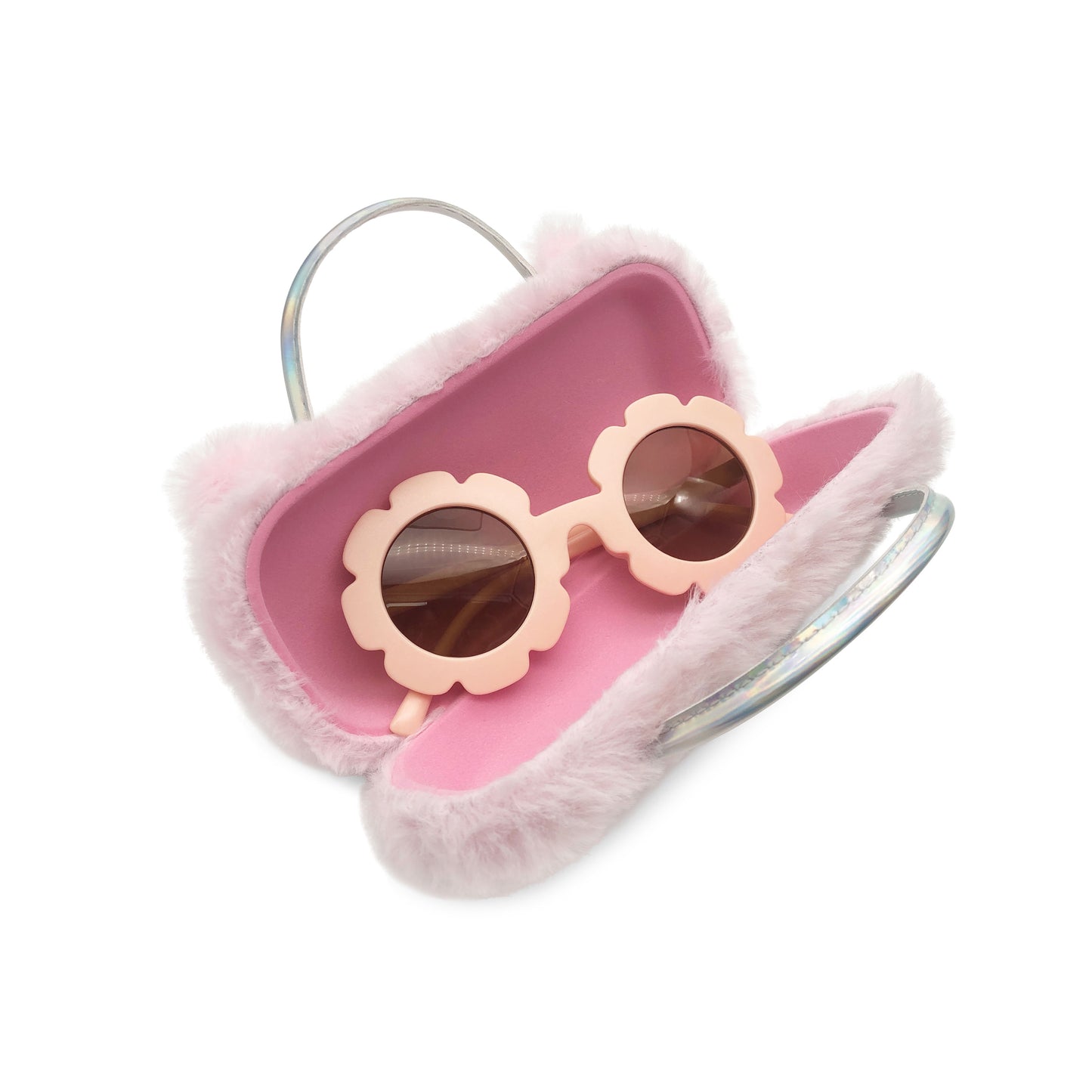 Pink Sequin Smile Kids Sunglasses Case — construction detail