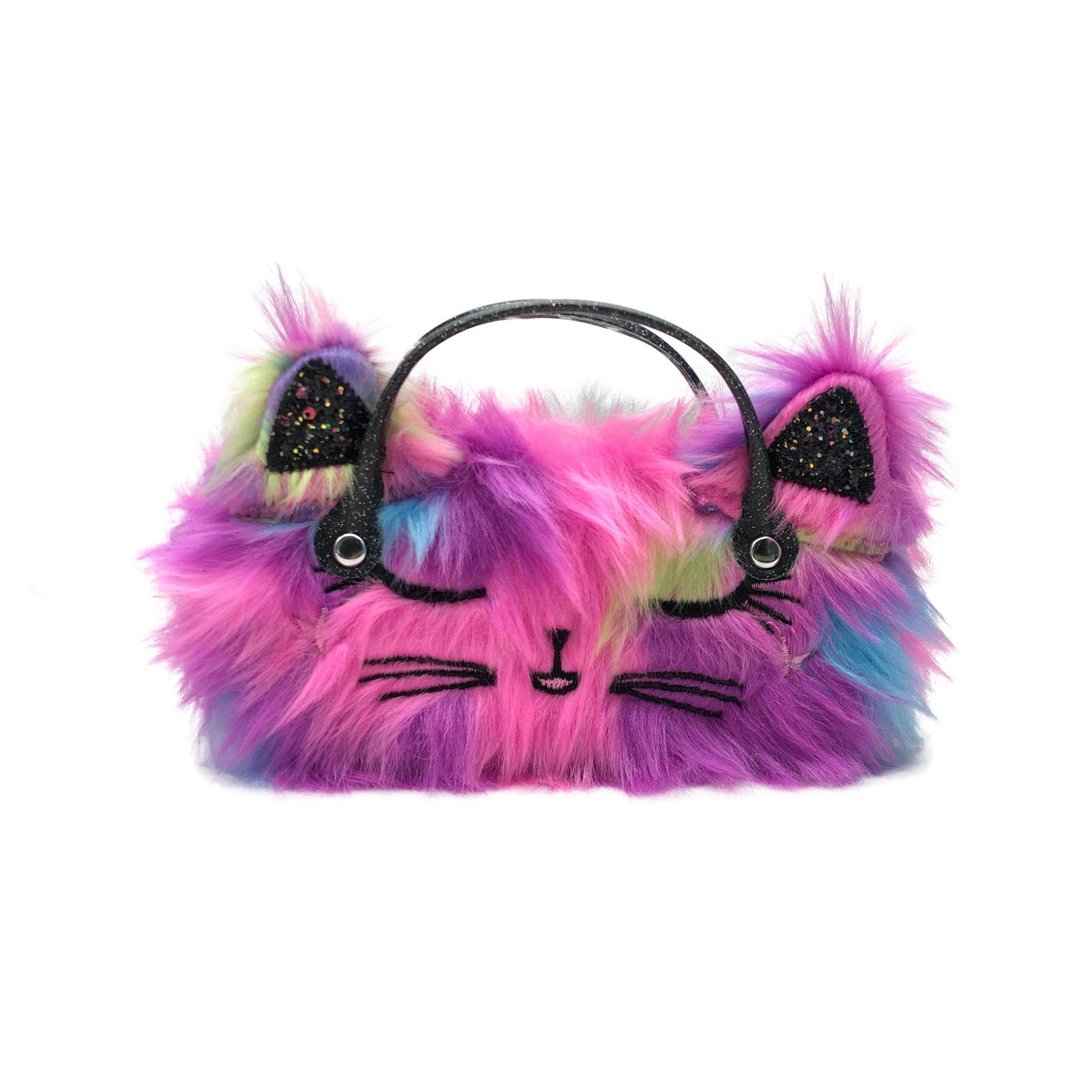 Colorful Furry Cat Kids Sunglasses Case — front view