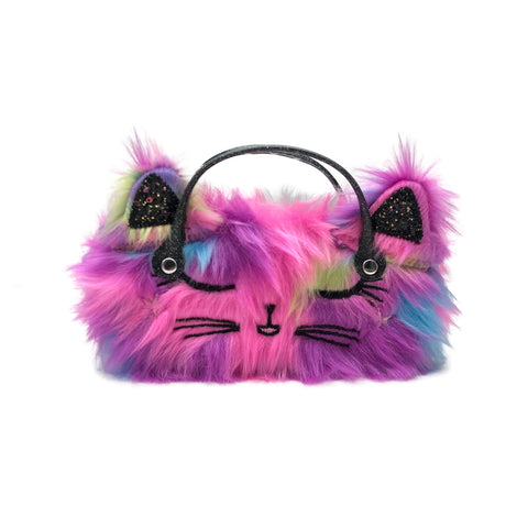 Colorful Furry Cat Kids Sunglasses Case — front view