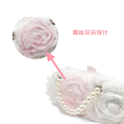 White Pearl Flower Kids Sunglasses Case — feature detail