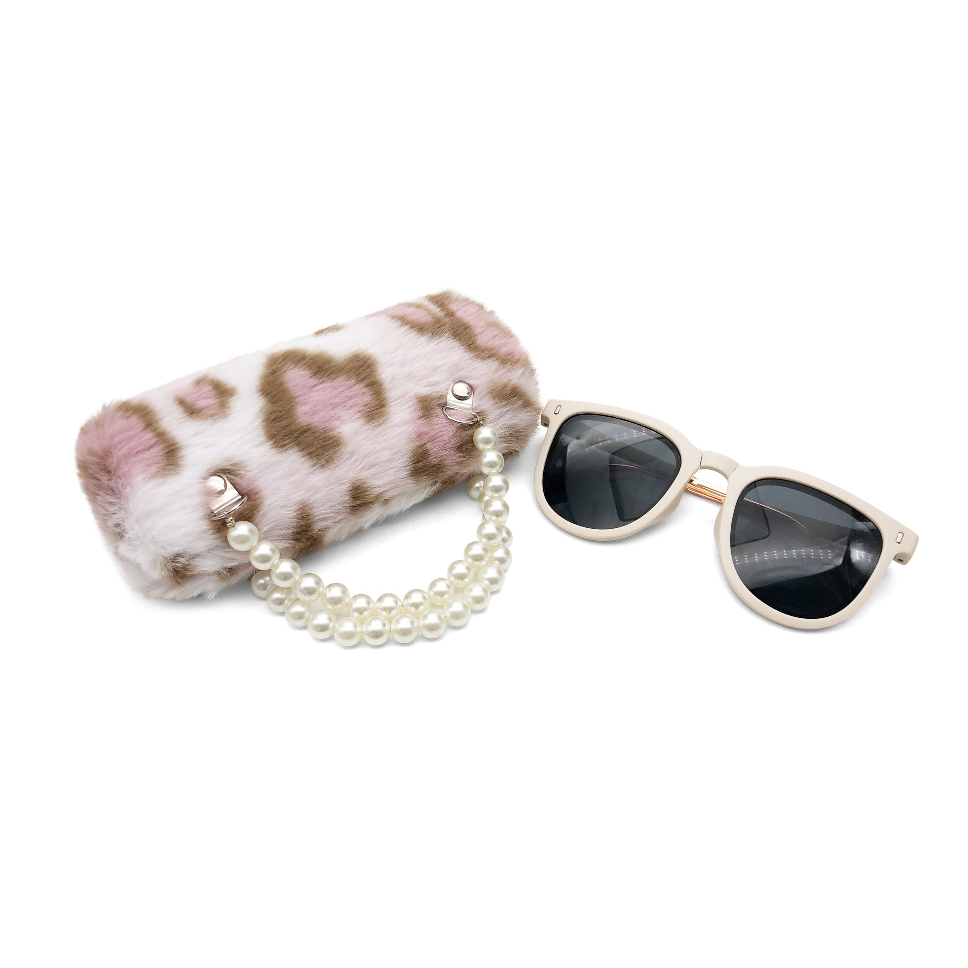 Leopard Pearl Handle Kids Sunglasses Case — construction detail