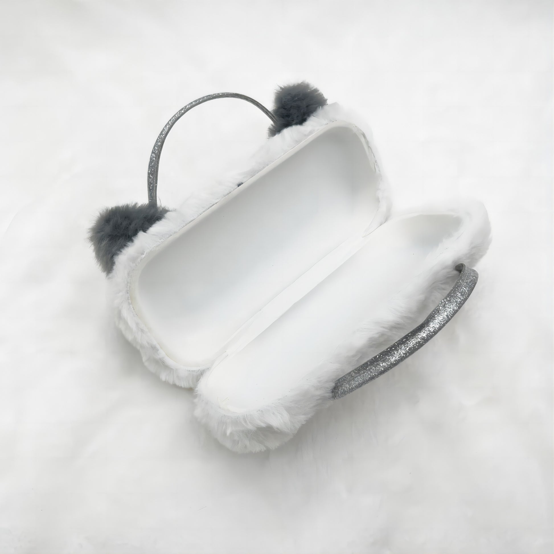 Gray and White Cat Kids Sunglasses Case — detail view