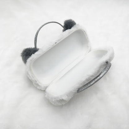 Gray and White Cat Kids Sunglasses Case — detail view