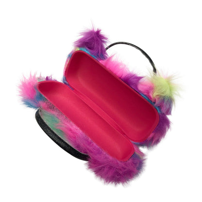 Colorful Furry Cat Kids Sunglasses Case — detail view