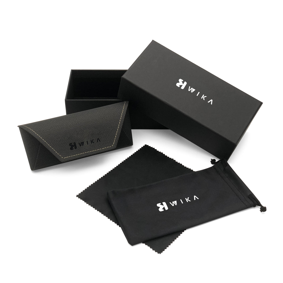 Black eyewear set with separate box lid and base