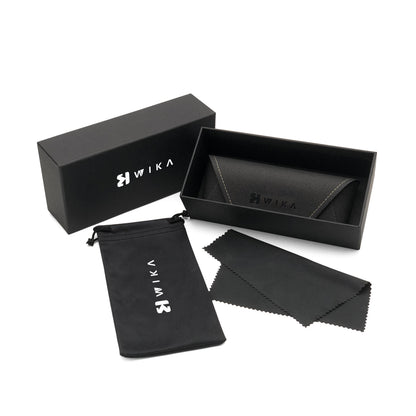 Black envelope case seated inside the box