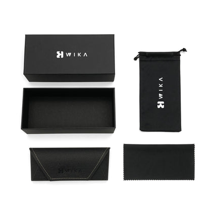 Overhead view of the open black box and accessories