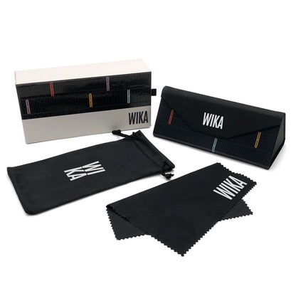 Coordinated graphic eyewear box, case, pouch and cloth